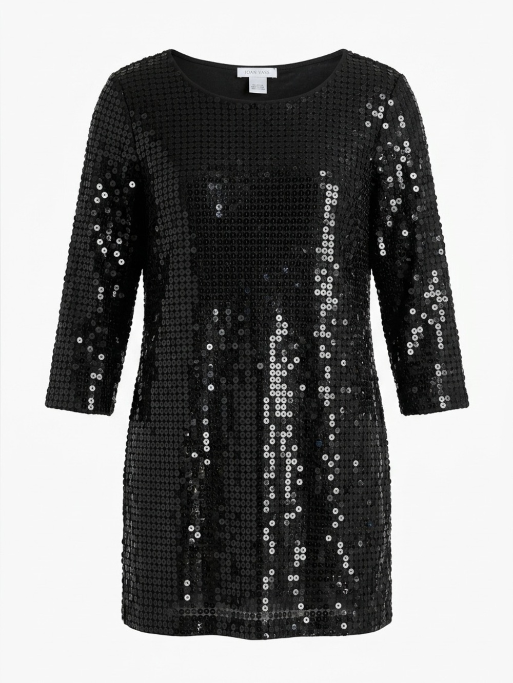 Joan Vass Black Sequin Tunic Top